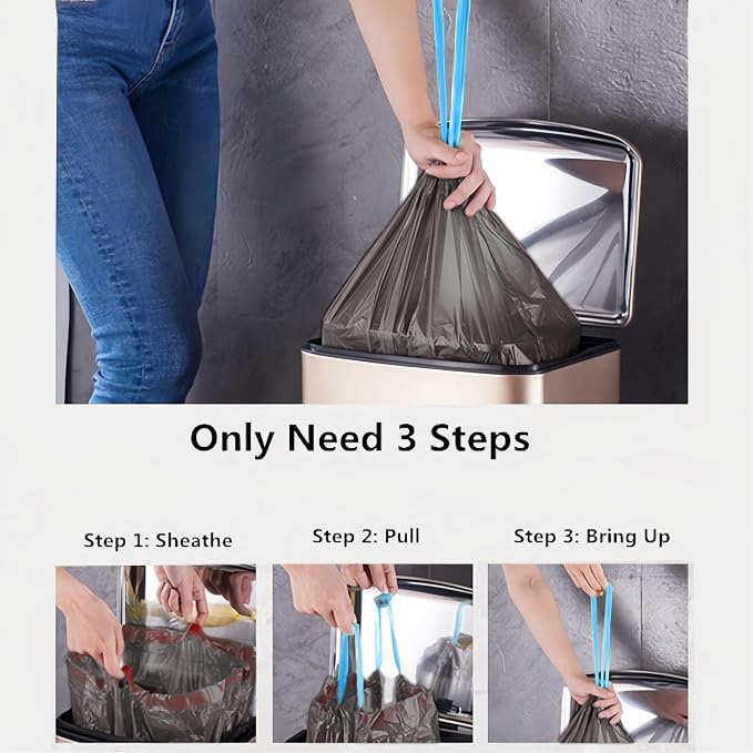 5-6 Gallon Trash Bags, 0.6 Mil Drawstring Small Garbage Bags Unscented 18 Liter Extra Thick Plastic Wastebasket Liners, 4 Roll 4 Color, 70 Counts (Colorful)