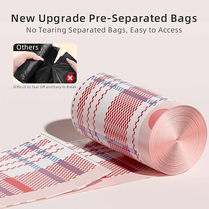 4 Gallon Trash Bags, Small Garbage Bags with Drawstring and Printed Striped Design, Tear-Free, Leakproof & Durable Small Trash Bags for Bathroom, Office, 50 Count