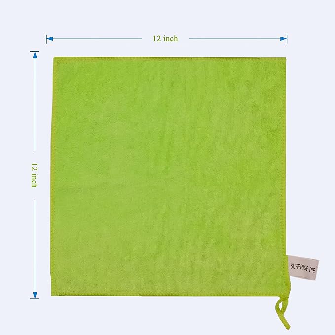 Ultra Absorbent 400 GSM Microfiber Cleaning Cloths, Thick Lint Free Reusable Towels for Kitchen, Glass, Car Detailing, Appliances & Household Cleaning, 12 Pack 12"x12" Green