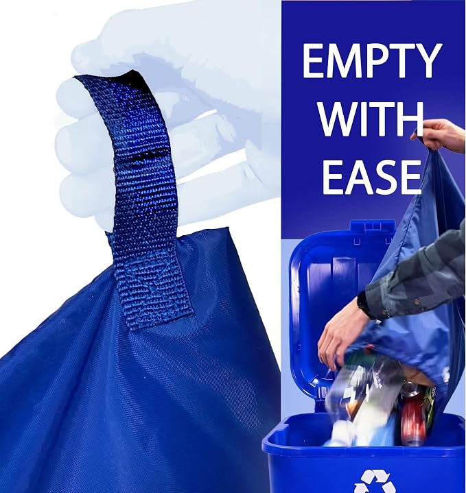 blubag Reusable Recycling Bag, 13-Gal Tall Kitchen, basic edition – Paracord Drawstring, Cinch Hardware, Dump Handle, 1-Pack
