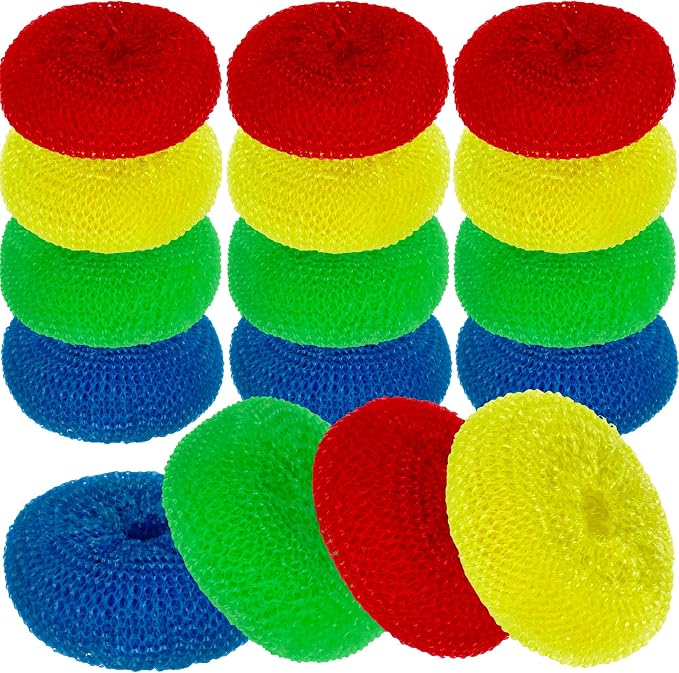 DecorRack 12 Mesh Scourers, Non-Scratch Plastic Scrubbers (12 Pack)