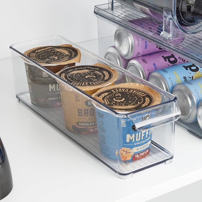 iDesign Stackable Fridge Storage Bin with Handle, Set of 6, Clear | Ideal for Fridge and Freezer, Made in USA