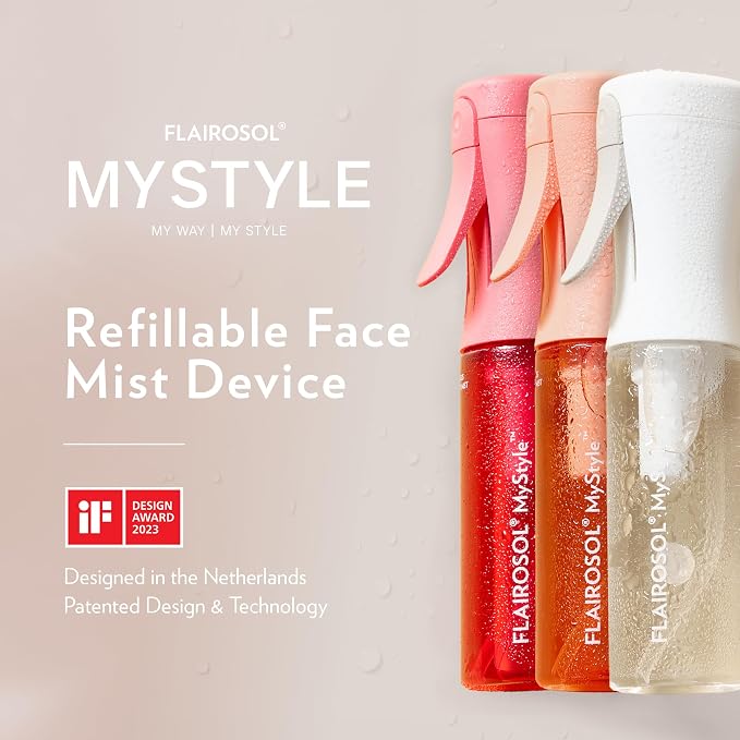 FLAIROSOL MyStyle Travel Continuous Spray Bottle, 3 Pack, 3.04oz/90ml | Ultra fine continuous mist for face, hairstyling, salon, cleaning, beauty, toners, hydration & makeup