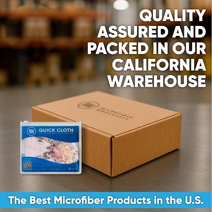 Microfiber Wholesale Quick Cloth Glasses Cleaning Cloths 8x8 World Map | 1-Pack with Case | Double-Sided Lens Cleaner for Eyeglasses, Camera & Screens | Reusable Microfiber Glass Polishing Cloths