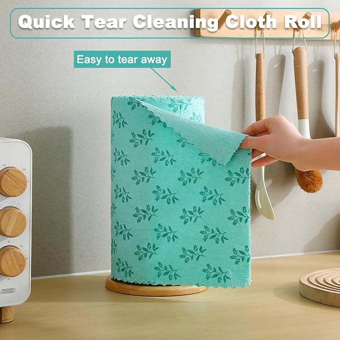 Microfiber Cleaning Cloth Roll,80 Pack Cleaning Towels,Lint Free Rags Paper Towels & Tear Away Reusable Towels,Washable Shop Rags Floral Wipe Cloth,Wash Cloths Dish Rags for Car Kitchen Window