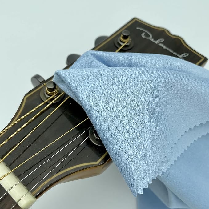 AAwipes Guitar Cloths Microfiber Blue 6pcs 12"x12" Plush Polishing Cloths | For Musical Instruments Premium Cleaning Cloths For Guitar Piano Clarinet Trumpet Sax Universal (U2912)