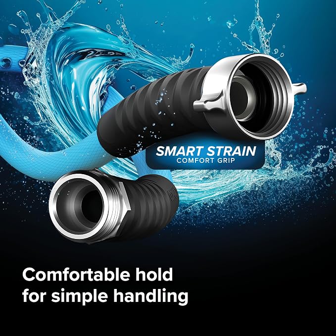 Camco EVOFlex 35-Ft RV Drinking Water Hose - Features Extra Flexible Design w/Stainless Steel Strain Relief Ends - Lead-Free, BPA-Free and Phthalate-Free - 5/8” Inside Diameter (22595)