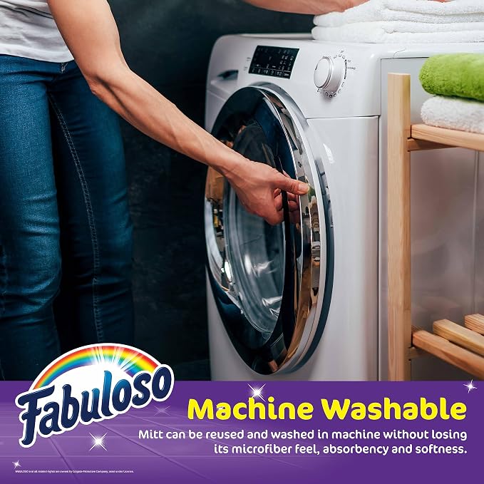 Fabuloso Microfiber Cleaning Mitt Glove, Purple | Lint-free, scratch-free dusting and washing for furniture, blinds, shelves, and car interiors