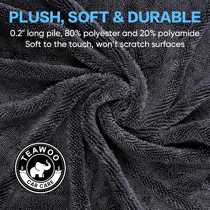 TEAWOO Shiny Wipes Shower Cleaning Cloth, Ultra Absorbent Car Drying Towel, 4 Pack 16 x 24 inch Microfiber Cleaning Cloth for Car, Bath & Househood