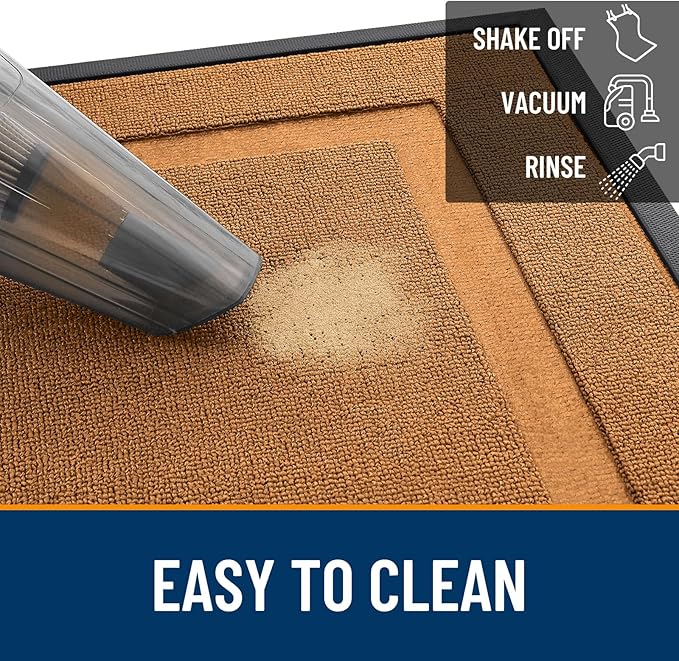 OLANLY Front Door Mat Outside 71x23, All-Season Heavy-Duty Rubber Doormat | Tangerine Orange, Absorbent, Stain and Fade Resistant, Non-Slip Backing, Low-Profile Indoor Outdoor Floor Mat for Entryway
