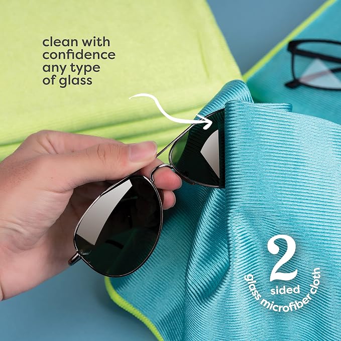 SCRUBIT Microfiber Cloths for Glass [8 Pack] – Lint Free Window Cleaning Cloth for Mirrors, Eyeglasses, Windows, Shower Glass Doors – Reusable and Washable Polishing Towels - 16” x 16”