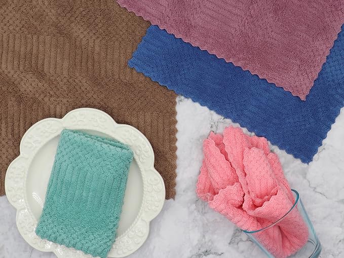 Microfiber Cleaning Cloth, 10 Pack Microfiber Rags,12”x12”,Mix Color | Lint Free Dish Cleaning Cloths, Fast Drying Dish Rags For Cleaning, Absorbent Washcloths
