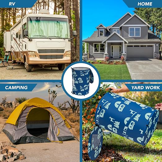 30 Gallon Collapsible Pop-Up Recycling Can for RV's, Camping, Recycling, Yard Waste, Leaf Bag, Children Toy Bin (Recycling Can)
