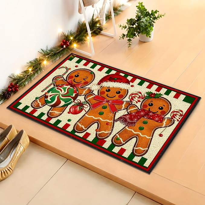 Gingerbread Christmas Rug 15.7x23.6 in, Faux Cashmere Non Slip Mat (Gingerbread Man, 15.7x23.6inch)