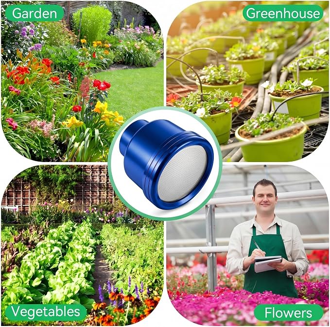 Dreyoo 1 Pack Water Nozzle with 3000 Tiny Holes, 3/4'' Aluminium Alloy Garden Hose Shower Head with PTFE Thread Seal Tape for Outdoor Watering Flowers, Plants, Greenhouse, Nurseryman (2.36'',Blue)