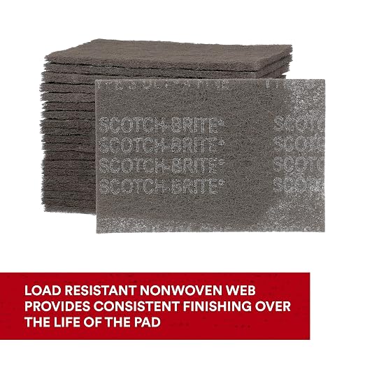 Scotch-Brite Ultra Fine Grade 7448 Hand Pad, Pack of 3, 6 in x 9 in Hand Pads, Nonwoven Silicon Carbide, Surface Preparation, Scuffing, and Cleaning, Gray