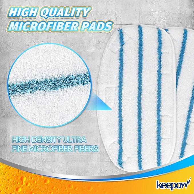 KEEPOW Steam Mop Pads Compatible with PurSteam Steam Mop Cleaner 10-in-1 | 5 Pack Replacement Steam Mop Pads Compatible for ThermaPro 211, Washable Reusable Microfiber Replacement Mopping Pads