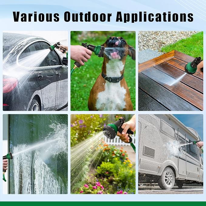 AUTOMAN Coil Garden Hose 15 ft, EVA Curly Water Hose with Brass Connectors, Recoil Garden Water Hose,Includes 7-Pattern Function Sprayer,Retractable,Corrosion Resistant Garden Coil Hose.