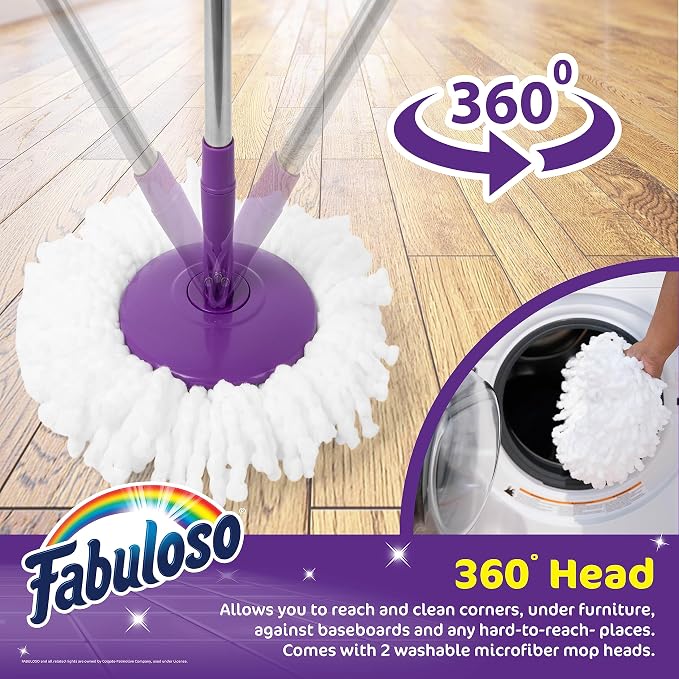 Fabuloso Spin Mop and Bucket Set, Adjustable Pole
