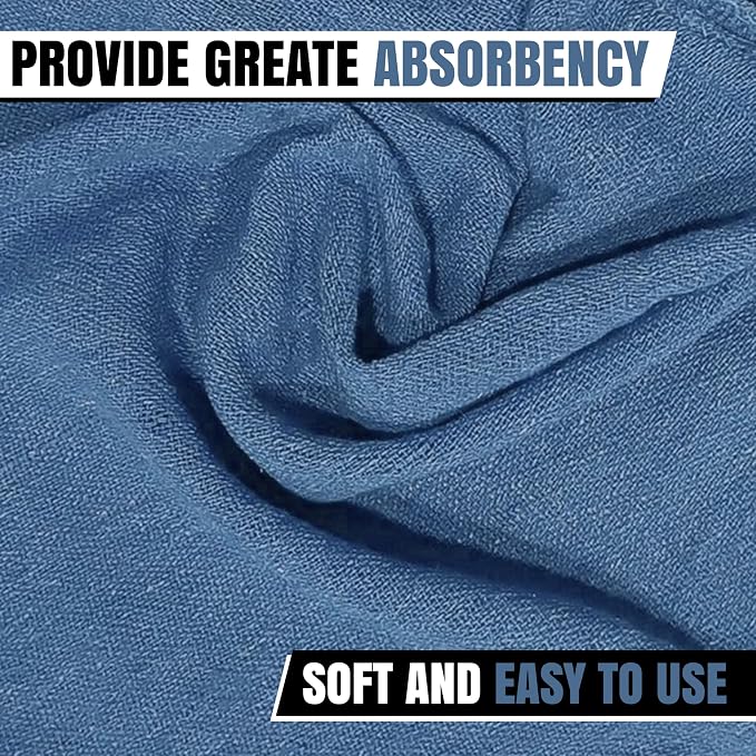 Premium Shop Towels Blue, 500 Pack, 13”x14”, Reusable Cleaning Rags Bulk, Multipurpose Commercial-Grade Shop Rags Cotton for Oil, Grease, Paint, Auto, Garage, Workshop, and Industrial Use