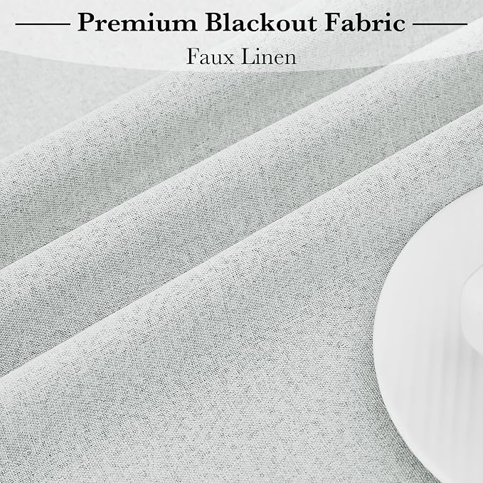 RYB HOME 100% Blackout Curtains for French Door, Privacy Lightweighted Door Window Curtains Thermal Insulated for Kitchen Living Room Easy to Install Blinds, W30 x L69 inch, 1 Pc, Greyish White