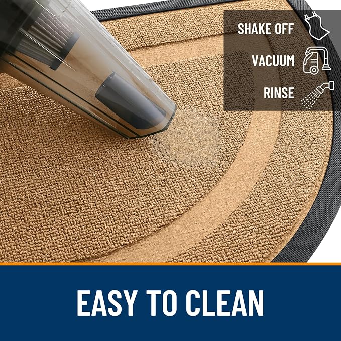 OLANLY Half Circle Front Door Mat Outside 59x34 All-Season Rubber Doormat | Butter Yellow, Absorbent, Heavy-Duty, Stain and Fade Resistant, Non-Slip Backing, Low-Profile Indoor Outdoor Entryway Mat