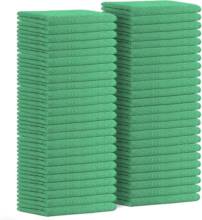 Avalon Towels Microfiber Cleaning Cloths (Value Pack of 48) - Size 16 x 16 Inches, Highly Absorbent Cleaning Rags, Lint Free, Reusable and Washable, Microfiber Towels for Cars