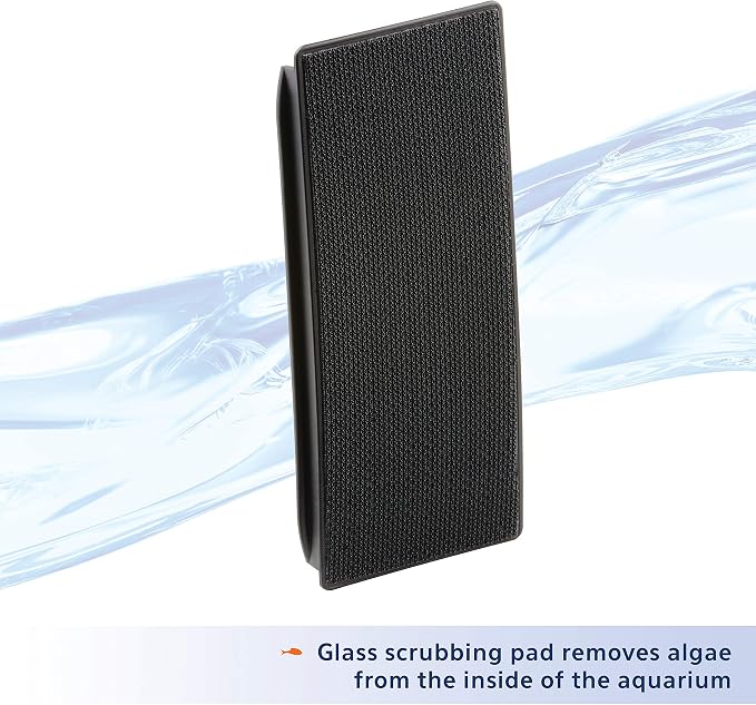 Aqueon Aquarium Algae Scraper, Fish Tank Cleaning Magnets for Glass/Acrylic, Small, Black | Magnetic aquarium glass cleaner for glass or acrylic, curved pad cleans flat and curved surfaces