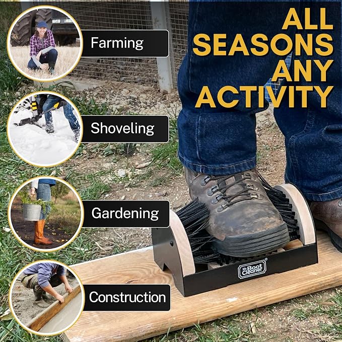 Heavy Duty Boot Cleaner Scrubber, for Mounted or Portable Use, Wood | Mr. Boot Cleaner Boot/Shoe Scraper, Use Indoors or Outdoors, Suitable for Home or Commercial Sites, Includes Hardware
