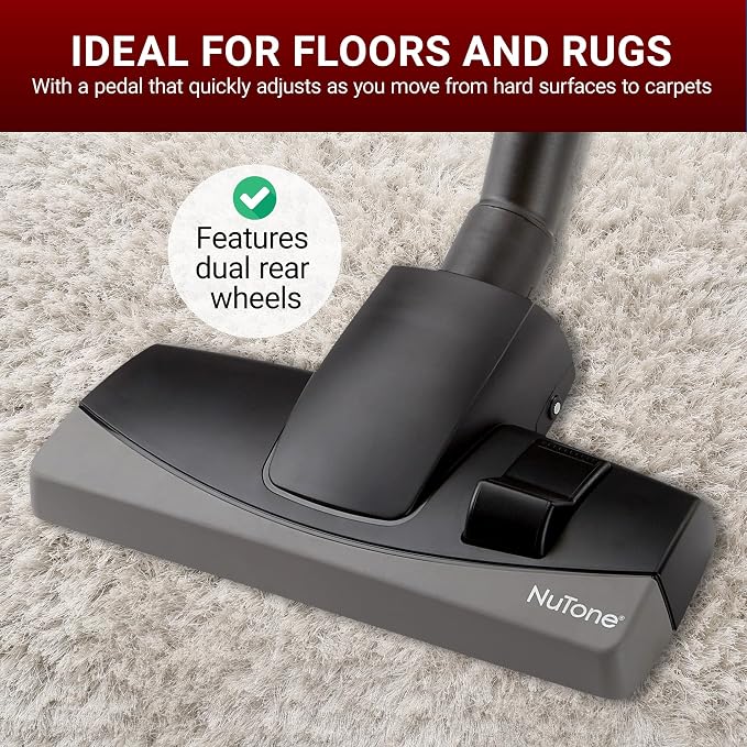 Broan-NuTone by Drainvac CT140G Vacuum Brush for Carpets and Hard Floors – Lightweight, Easy Glide, Central Vacuum Accessories, 10.6-Inch Wide, Adjustable Setting, Fits Most Wands with Button Lock