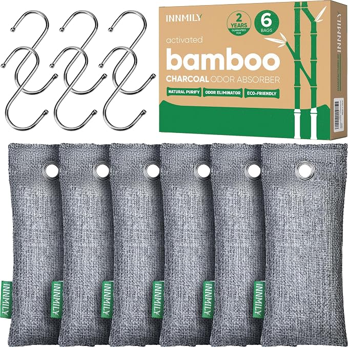 Activated Charcoal Odor Absorber,6 Pack Nature Odor Eliminator for Shoes, Bamboo Charcoal Air Purifying Bags,Shoe Deodorizer and Moisture Absorbers for Fresh Sneakers,Shoe Smell Remover | Bamboo Charcoal Air Purifying Bags,Shoe Deodorizer and Moisture ...