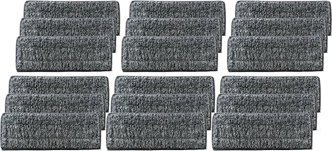 18 Pack Flat Mop Pads, 13" X 4.9" Flat Mop Microfiber Mop Head/Refill/Pad, Washable Squeeze Cleaning Mop Pads Replacement Heads - Grey | Reusable Cleaning Pads for Efficient Everyday Floor Cleaning