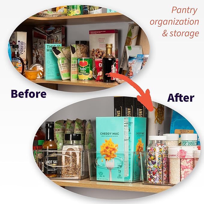 ClearSpace Pantry Organizers and Storage and Cabinet Organizer, 2 Pack | Storage bin with divider for organizing pantry items, food containers, kitchen essentials, and refrigerator storage
