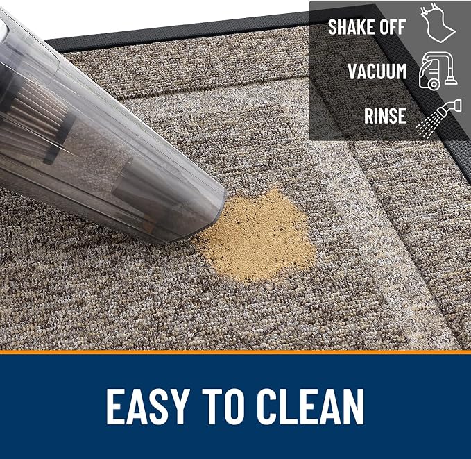 OLANLY Front Door Mat Outside 35x23, All-Season Heavy-Duty Rubber Doormat | Khaki and White, Absorbent, Stain and Fade Resistant, Non-Slip Backing, Low-Profile Indoor Outdoor Floor Mat for Entryway