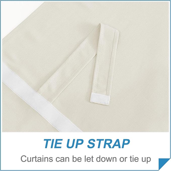 RYB HOME Faux Linen Side Door Curtain - Privacy Window Curtains for Patio French Door Front Door Sidelight Curtain Tie up Shade, 1 Piece, 12W x 69L Inches, Linen