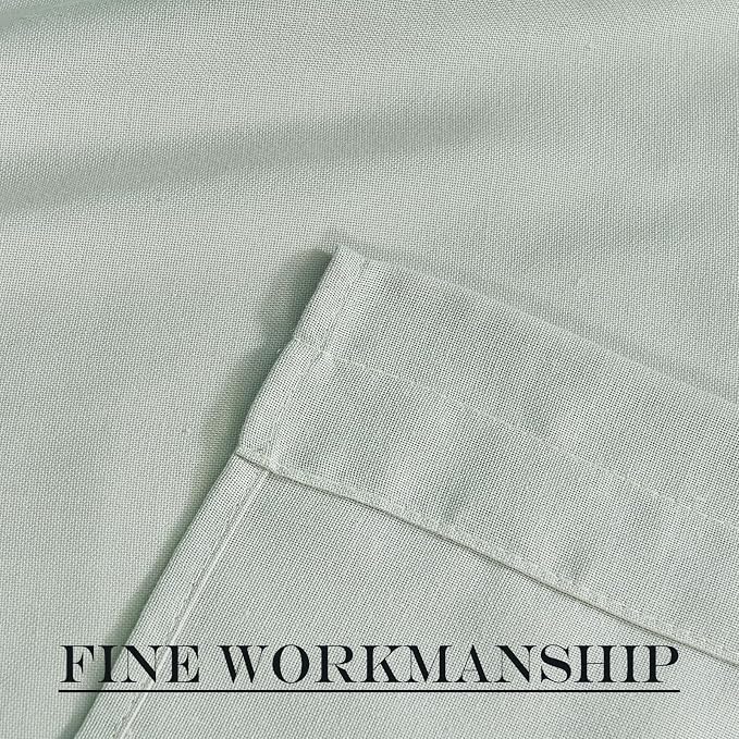 NICETOWN Sage Green Linen Window Sheer French Door Curtain for Privacy | Light Filtering, Rod Pocket Window Covering for Patio Glass Front with Tieback, W52 x L72 inch, 1 Panel