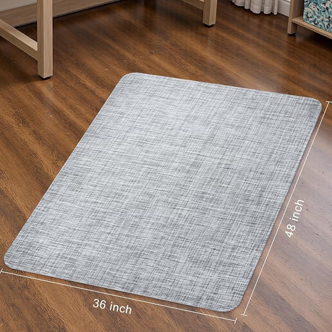 Sycoodeal Office Chair Mat for Hardwood & Tile Floor, 36" x 48" Heavy Duty Computer Gaming Chair Mat for Rolling Chairs Non-Curve, Anti-Slip, Floor Protector for Home Office (Grey)