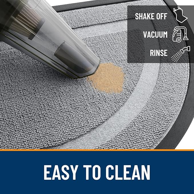 OLANLY Half Circle Front Door Mat Outside 47x23 All-Season Rubber Doormat | Ash Gray, Absorbent, Heavy-Duty, Stain Fade Resistant, Waterproof Non-Slip Backing, Low-Profile Indoor Outdoor Entryway Mat
