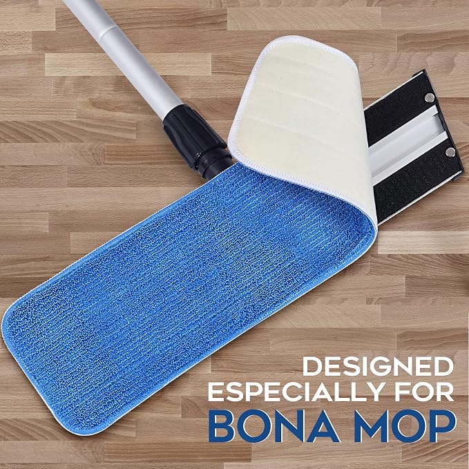 MATTHEW 18'' Microfiber Spray Mop Replacement Pads Heads for Wet Dry Reusable Mops Floor Home Commercial Cleaning Refills, Machine Washable Fits Compatible with Bona Mop&Most Spray Mops Blue (12 Pack)