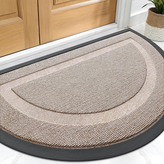 OLANLY Half Circle Front Door Mat Outside 71x23 All-Season Rubber Doormat | Camel, Absorbent, Heavy-Duty, Stain and Fade Resistant, Waterproof Non-Slip Backing, Low-Profile Indoor Outdoor Entryway Mat