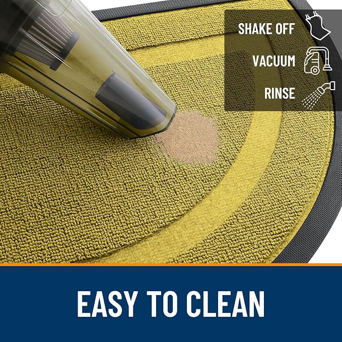 OLANLY Half Circle Front Door Mat Outside 33x21 All-Season Rubber Doormat | Lime Green, Absorbent, Heavy-Duty, Stain and Fade Resistant, Non-Slip Backing, Low-Profile Indoor Outdoor Entryway Mat