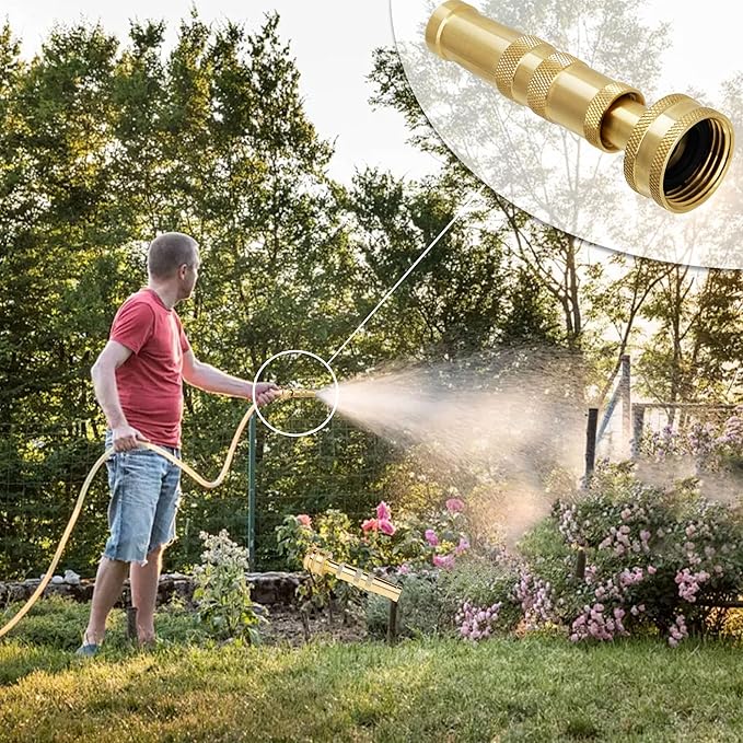 Triumpeek Solid Brass Hose Nozzle, 4 Pack 4"L | Heavy Duty, Garden Hose Nozzle, 8 Rubber Washers