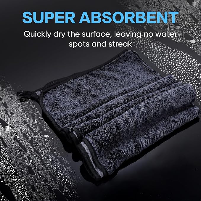 TEAWOO Shiny Wipes Shower Cleaning Cloth, Ultra Absorbent Car Drying Towel, 4 Pack 16 x 24 inch Microfiber Cleaning Cloth for Car, Bath & Househood
