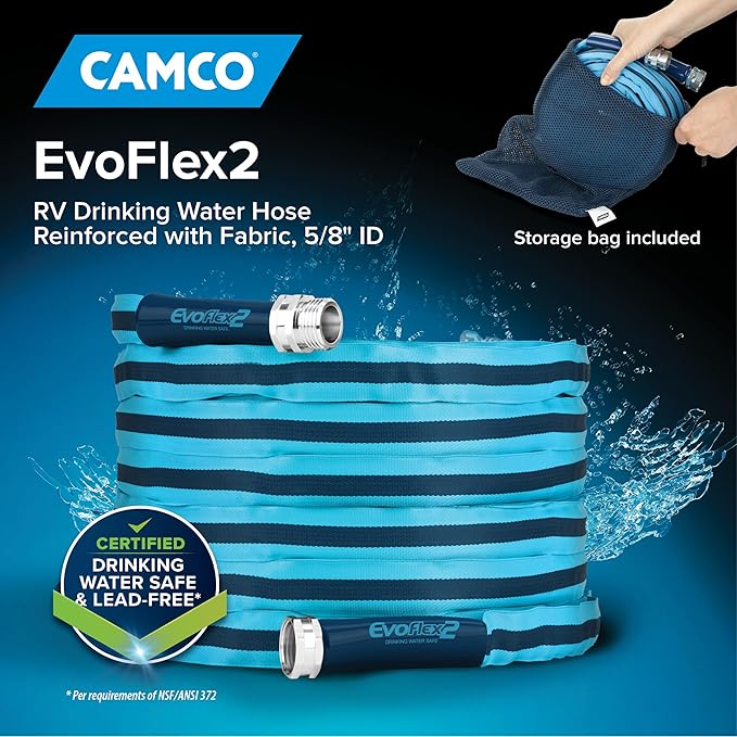 Camco EvoFlex2 50-ft Drinking Water Hose - RV Drinking Water Hose Reinforced with Fabric & Ultra Lightweight - Contains No_Lead, No_BPA & No_Phthalate - Abrasion Resistant (22579) (Pack of 3)