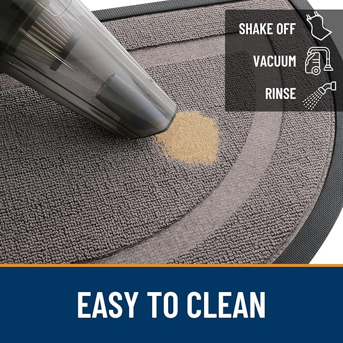 OLANLY Half Circle Front Door Mat Outside 29.5x17 All-Season Rubber Doormat | Taupe, Absorbent, Heavy-Duty, Stain and Fade Resistant, Waterproof Non-Slip Backing, Low-Profile Indoor Outdoor Entryway Mat