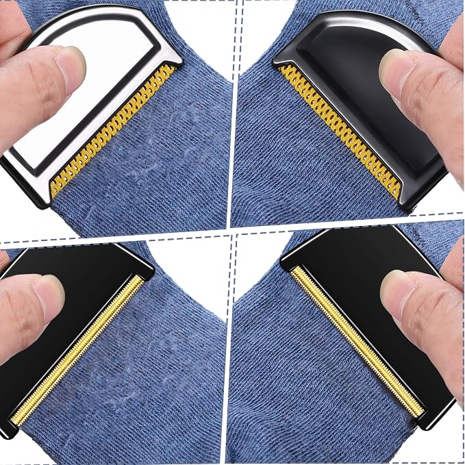 Boao 4 Pieces Sweater Combs to Remove Pilling Sweater Defuzzer | Multi-fabric Shaver and Wool Comb Cleaning Tools Knitwear Pilling Remover Pills, Fuzz from Clothes, Black