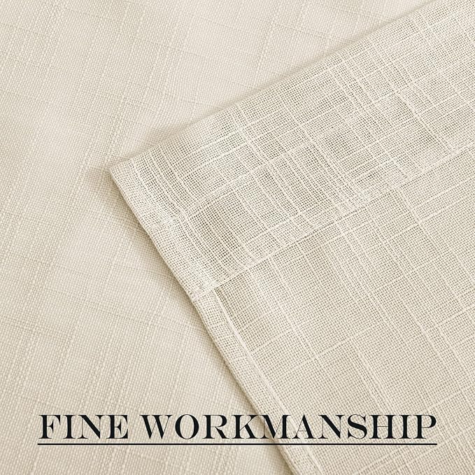 NICETOWN Linen Textured Door Panel - Semitransparent Sheer Curtain | Privacy Semi Voile French Door Drape (Beige, 52 inches Wide x 40 inches Long, 1 Panel, Matching 1 Tieback Included)