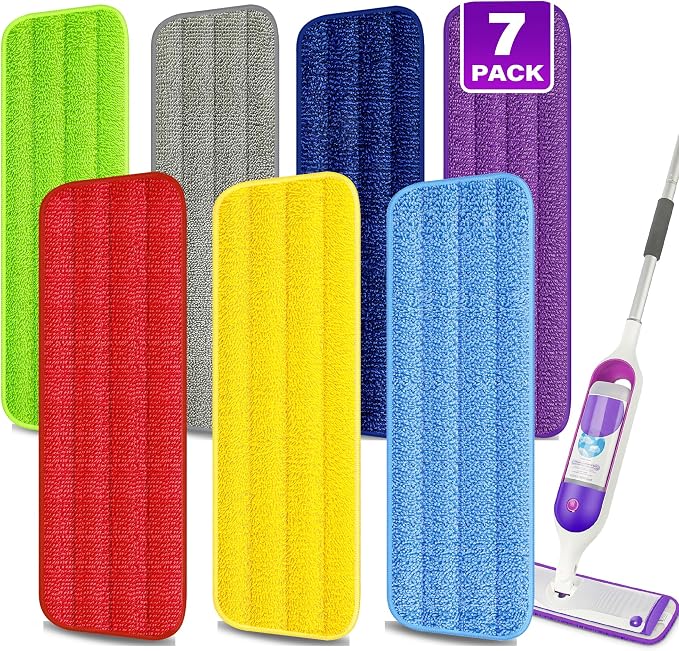 Washable Microfiber Mop Pads for Swiffer PowerMop: Wet Mop Refills 7 Pack | Power Mop Refills Multi-purpose, Floor Mop Dust Mop Pads Reusable Replacement, for 13''-15'' Spray Mops Multi-surface Floors