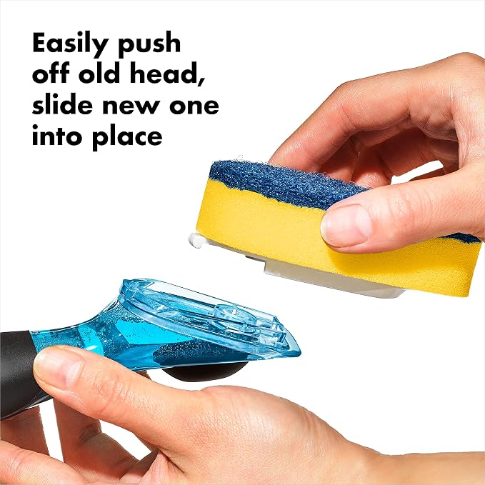 OXO Good Grips Soap Dispensing Dish Scrub Refills - 2 Pack | Durable Scrub Pads Refills, Safe for Non-Stick Cookware, Ideal for Cleaning Dishes, Pots & Pans