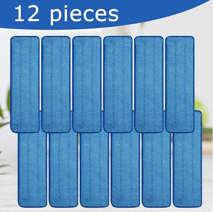 12 Pack of 18 inch Microfiber Pad Universal for Commercial/Industrial/Professional use. Fits 16-18 Inch Heads Heavy Duty Wet & Dry Cleaning Reusable Refills Fit for Most Flat Mops